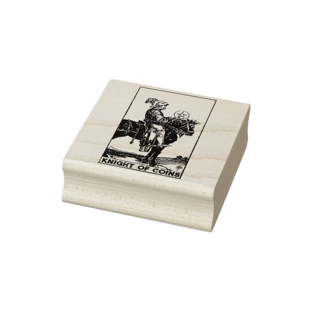 Tarot Card: Knight of Coins Pentacles Personalized Rubber Stamp (Stamp)