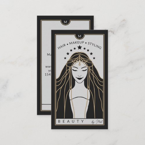 Tarot Card Makeup Hairdresser Monogram Gold Black
