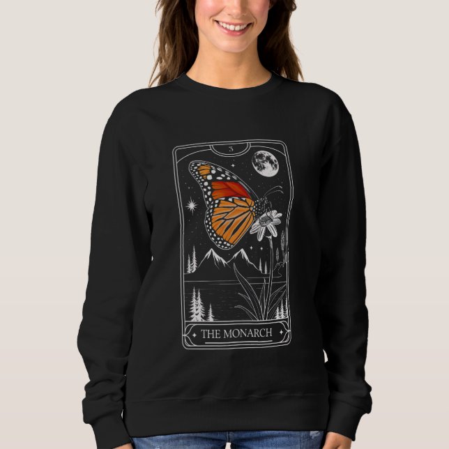 Tarot Card Monarch Butterfly Flower Moon Women Gir Sweatshirt (Front)
