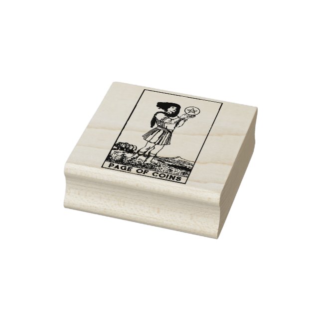 Tarot Card: Page of Coins / Pentacles Personalized Rubber Stamp (Stamp)