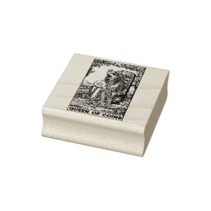 Tarot Card: Queen of Coins Pentacles Personalized Rubber Stamp