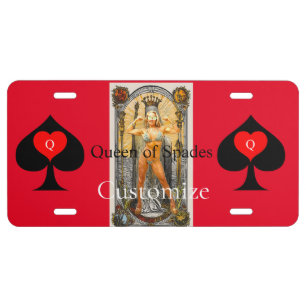 Tarot Card Queen of Spades Thunder_Cove License Plate