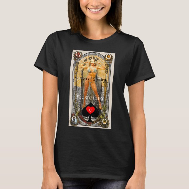 Tarot Card Queen of Spades Thunder_Cove T-Shirt (Front)