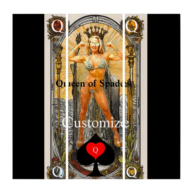 Tarot Card Queen of Spades Thunder_Cove Triptych (Front)