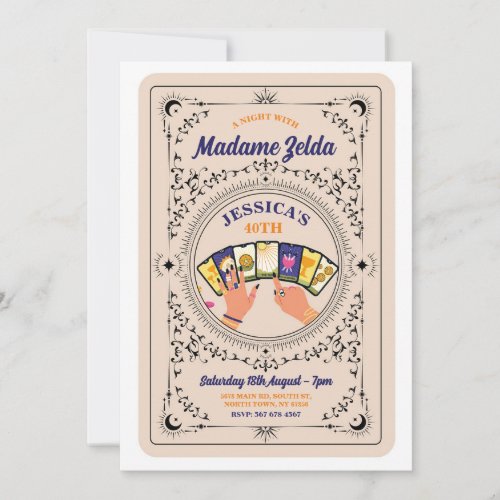 Tarot Card Reading Fortune Birthday Party Invite
