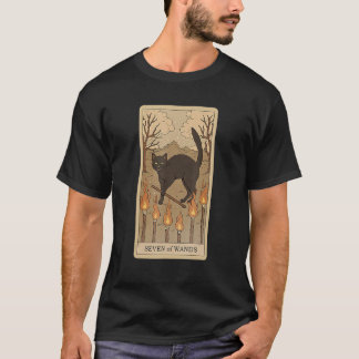 Tarot Card Seven Of Wands And Cat Cosmic Graphic C T-Shirt