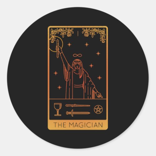 Tarot Card Shirts For Women Occult The Magician Classic Round Sticker