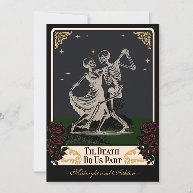 Tarot Card Skeletons Till Death Wedding Invitation (Front)