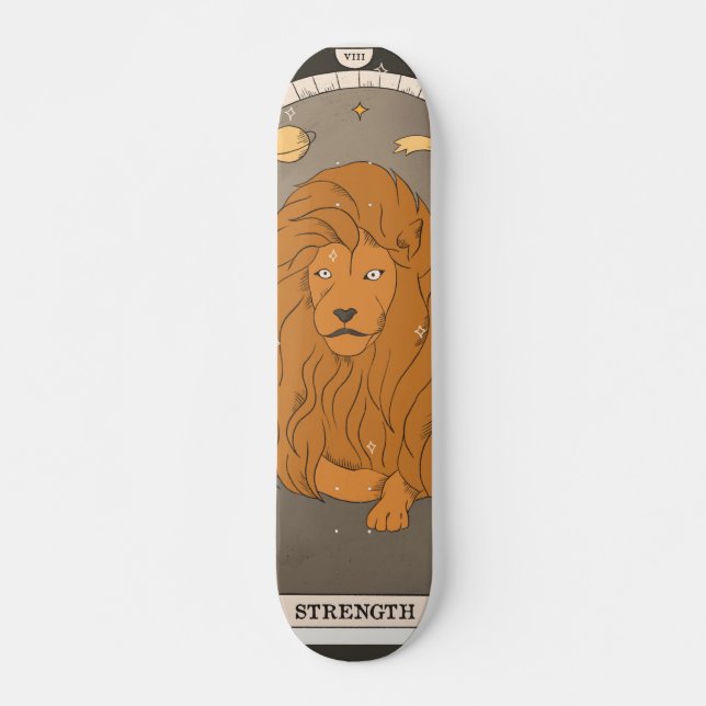 Tarot card Strength major arcana lion VIII Skateboard (Front)