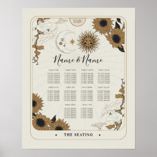Tarot Card Table 10 Seating Plan Wedding Sun Moon Poster