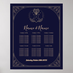Tarot Card Table 6 Seating Plan Wedding Star Moon Poster
