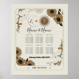 Tarot Card Table 6 Seating Plan Wedding Sun Moon Poster