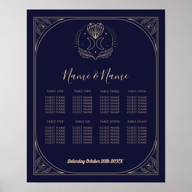Tarot Card Table 8 Seating Wedding Crystals Moon  Poster (Front)