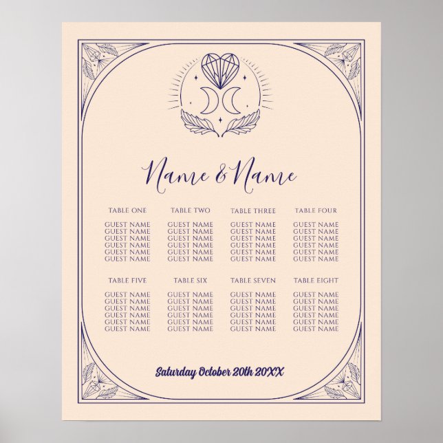 Tarot Card Table 8 Seating Wedding Crystals Moon  Poster (Front)