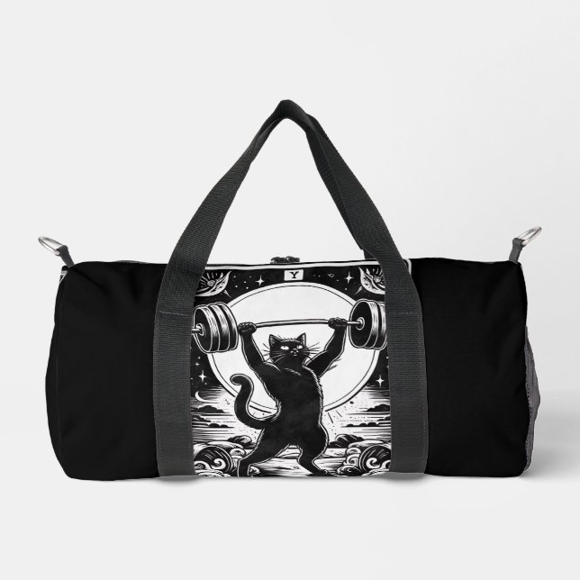 Tarot Card The Gym Lover Black Cat  Duffle Bag (Front)