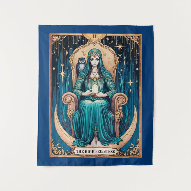 Tarot Card, the High Priestess 2 Tapestry (Front)