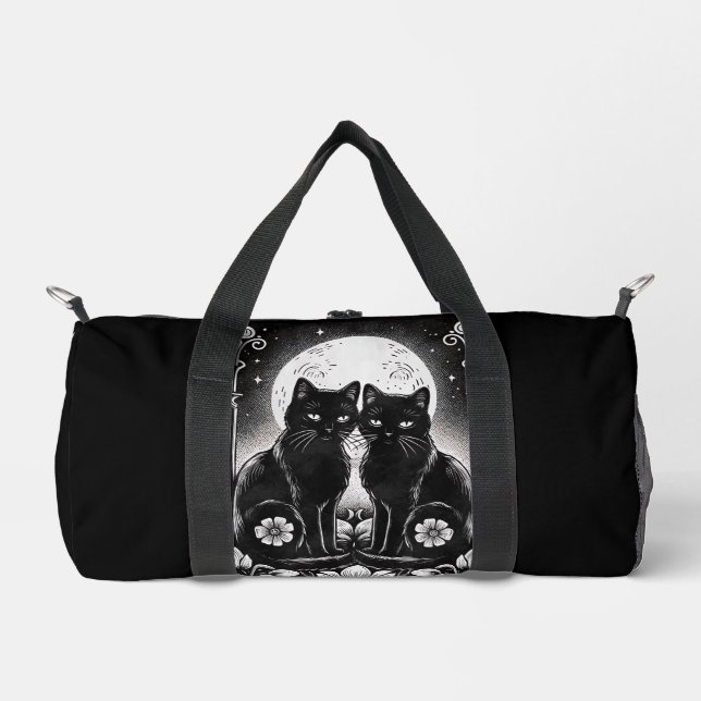 Tarot Card The Lovers Black Cats Duffle Bag (Front)