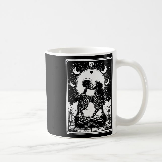 Tarot Card The Lovers Skeleton Goth Halloween  Coffee Mug (Right)