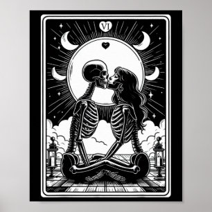 Tarot Card The Lovers Skeleton Goth Halloween Poster