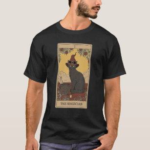Tarot Card The Magician And Cat Cosmic Graphic Cat T-Shirt