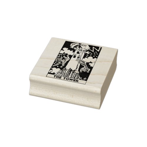 Tarot Card The Tower Personalized Text Rubber Stamp