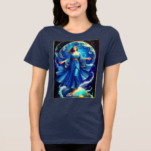 Tarot Card, the World, in Deep Blue  Tri-Blend Shirt