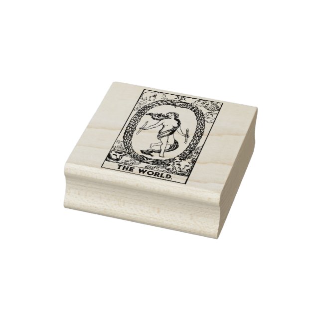 Tarot Card: The World: Personalized Text Rubber Stamp (Stamp)