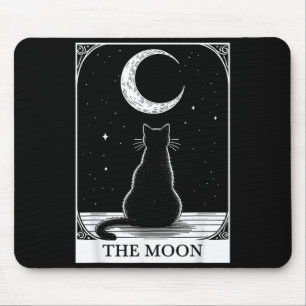 Tarot Card Vintage Crescent Moon Black Cat Mom Cat Mouse Pad