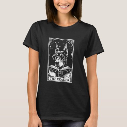 Tarot Card Vintage Doberman Dog Book Lover The Rea T-Shirt