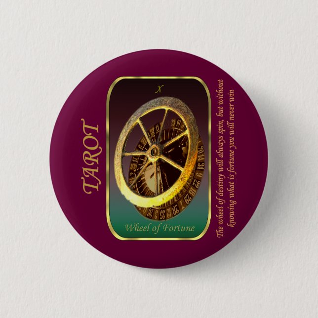 Tarot Card - Wheel of Fortune Button (Front)