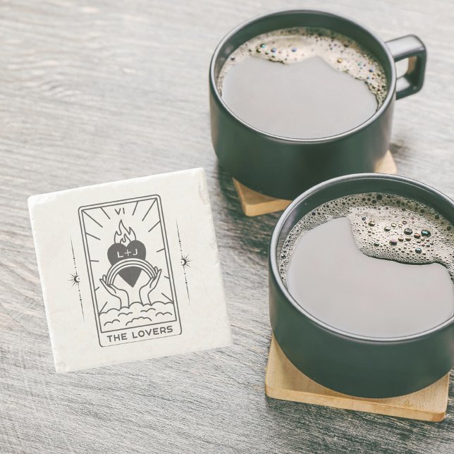 Tarot Cards | Bridal Shower | Wedding | Modern B+W Stone Coaster (Creator Uploaded)