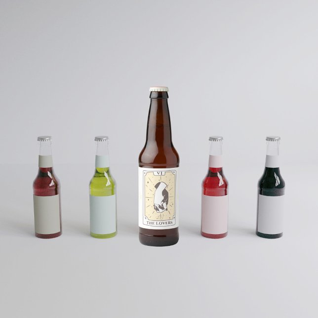 Tarot Cards | Bridal Shower | Wedding | Neutrals Beer Bottle Label (Creator Uploaded)