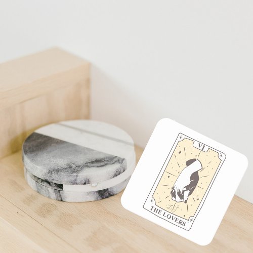 Tarot Cards  Bridal Shower  Wedding  Neutrals Square Paper Coaster