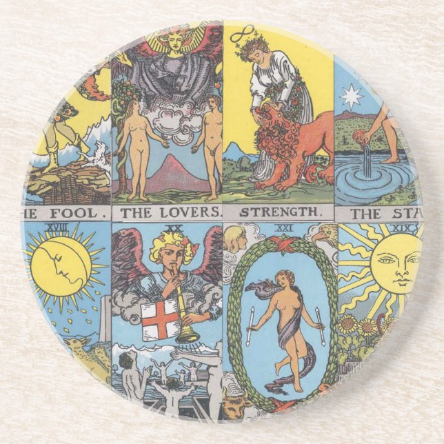 Tarot Cards Collage Drink Coaster (Front)