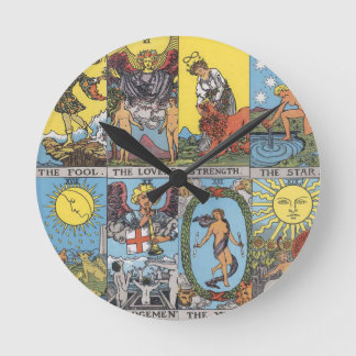 Tarot Cards Collage Round Clock