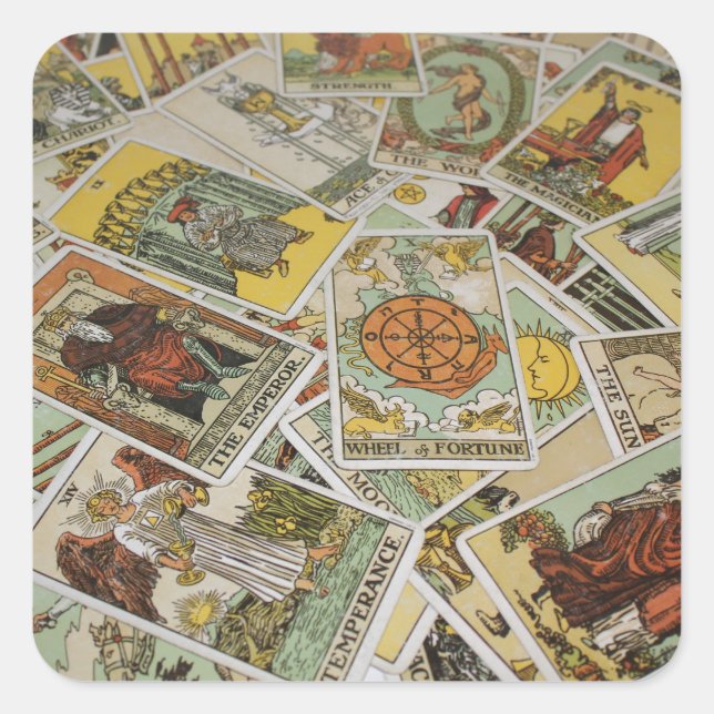 Tarot Cards pattern fortune teller Square Sticker (Front)