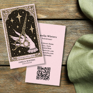 Tarot Celestial Vintage Hair Stylist Gold Scissors Business Card