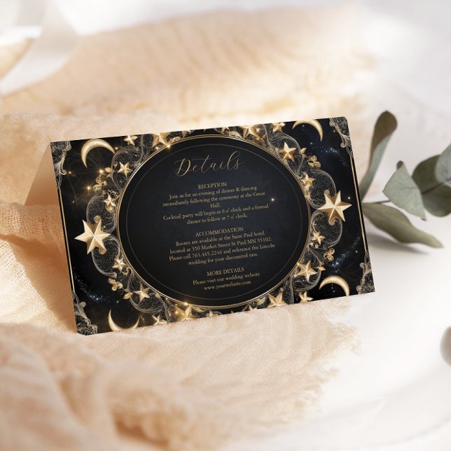 Tarot Celestial Wedding Sun Moon Stars Gold Enclosure Card (Creator Uploaded)