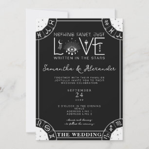 Tarot Celestial Wedding Zodiac Sign Evil Eye Black Invitation