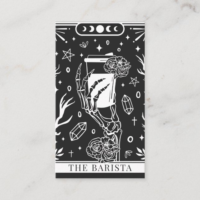 Tarot Charcoal Gray Barista Business Card (Front)