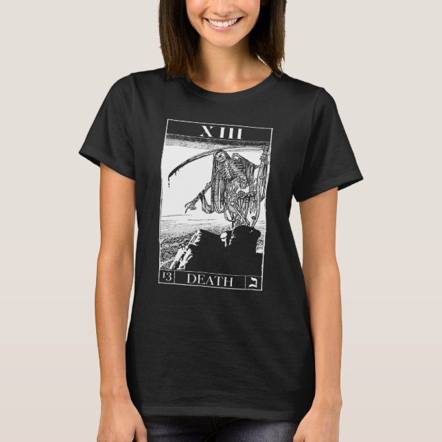 Tarot Death Card Skeleton Skull Horror Bones Goth  T-Shirt (Front)