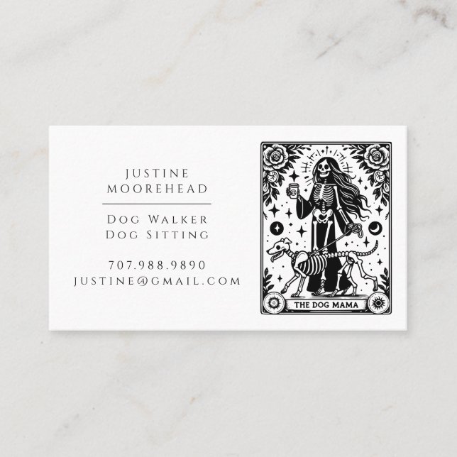 Tarot Dog Walker Pet Sitter Business Card (Front)