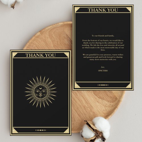 Tarot Elegant Thank you Cards Black Gold Non Photo