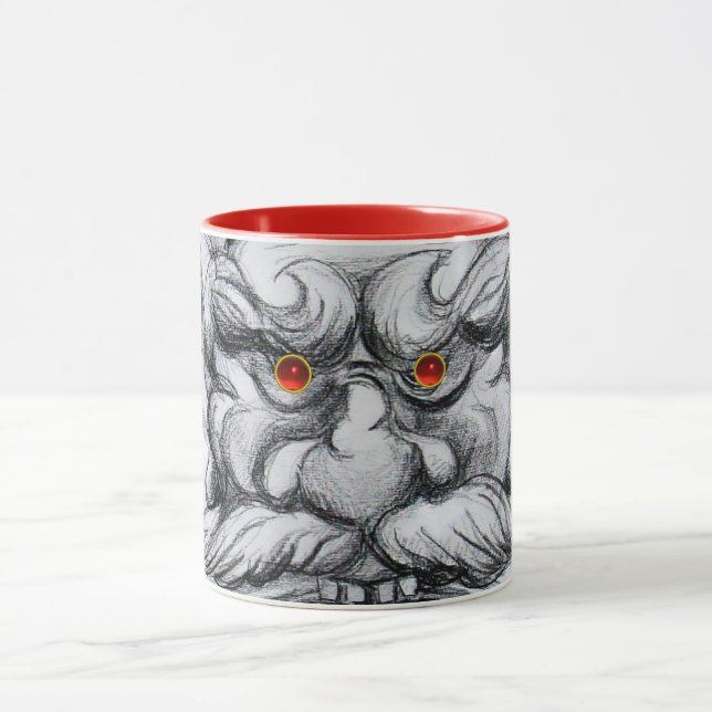 TAROT, FANTASY GROTESQUE MASK Black White Red Mug (Center)