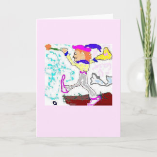 Tarot Fool Greeting (pink background) Card