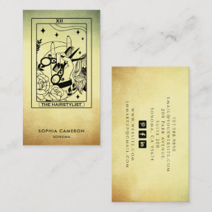 Tarot Hair Stylist Gold Ombre Business Card