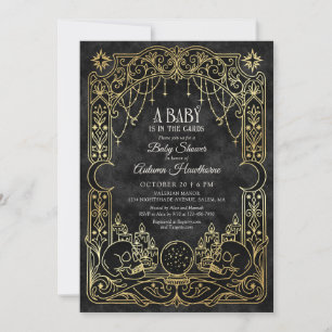Tarot Halloween Black Baby Shower Invitation