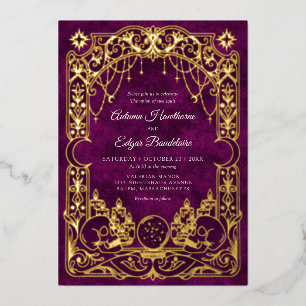 Tarot Halloween Gothic Wedding Foil Invitation
