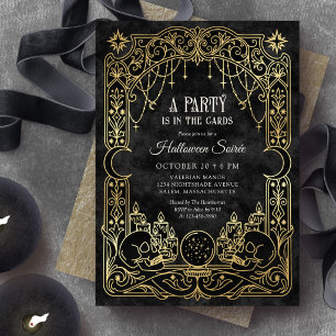 Tarot Halloween Party Black Invitation
