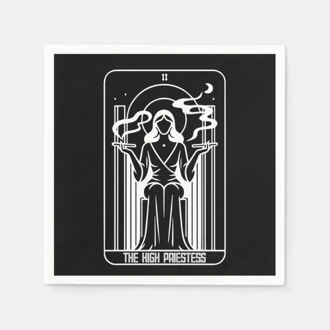 Tarot High Priestess Female Weed Smoking Birthday  Napkins (Front)